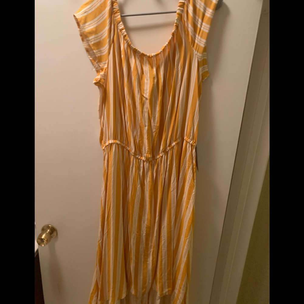 yellow striped high-low dress